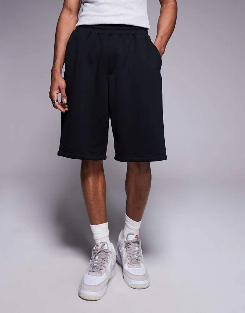 Bershka Bershka oversized jersey short in black 2