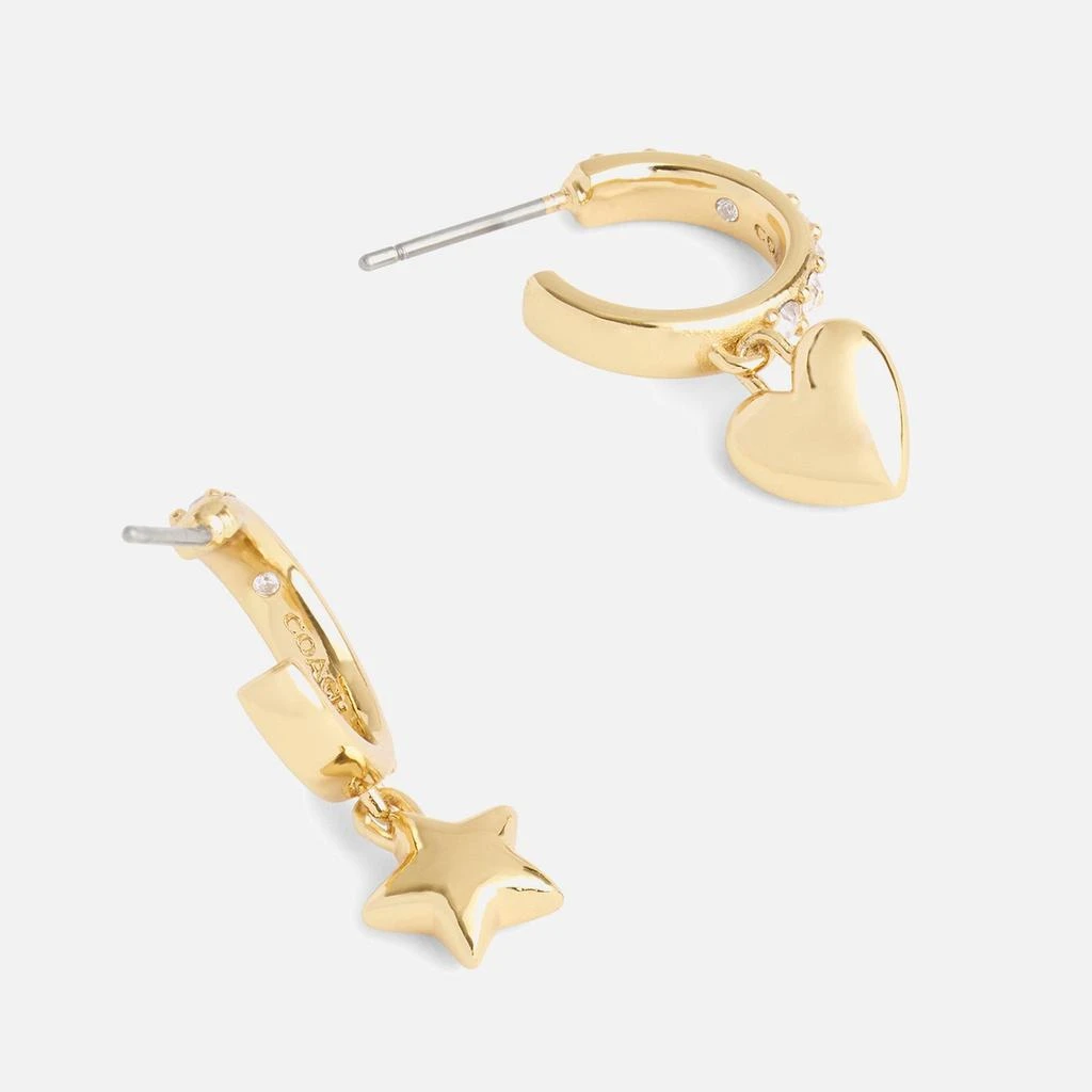 Coach Coach Signature Gold-Tone Heart and Star Charm Huggie Earrings 3