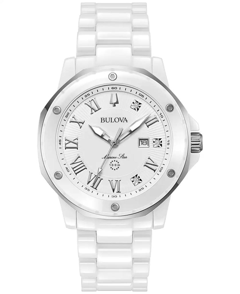 Bulova Women's Marine Star Marc Anthony Series A Diamond Accent White Ceramic Bracelet Watch 36mm