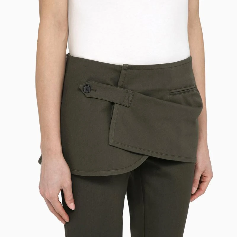 Courrèges Military green cotton mini skirt trousers 5
