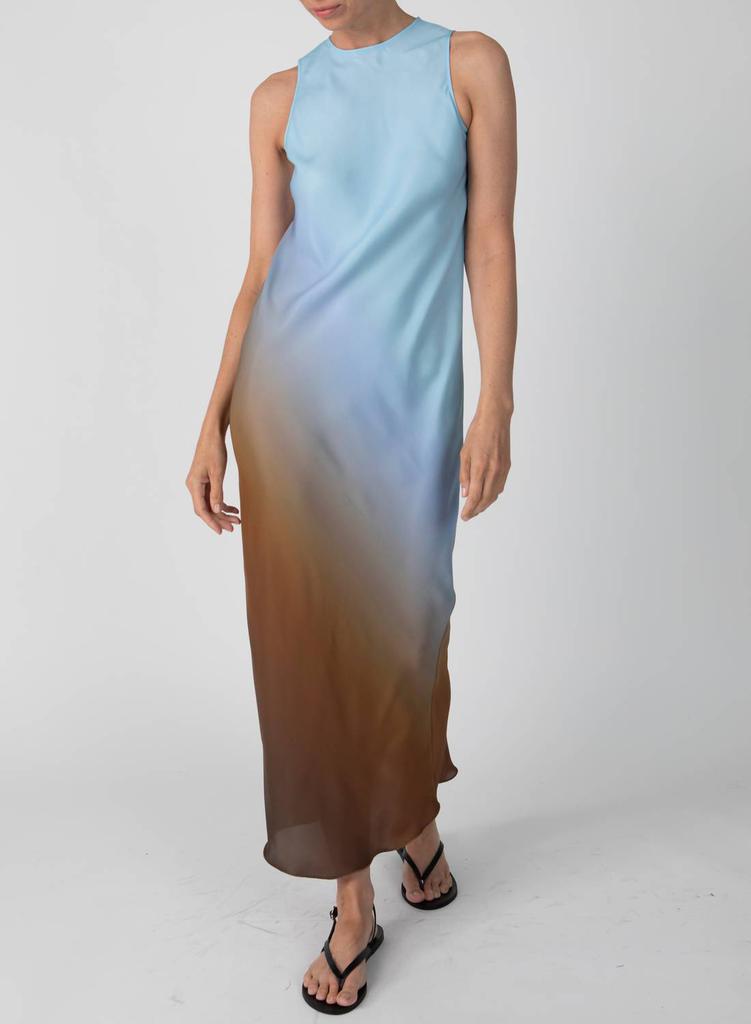 ATM Atm - Satin Ombre Print Sleeveless Bias Dress