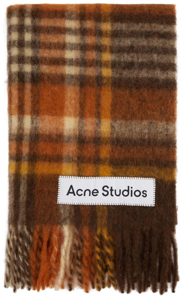 Acne Studios Brown & Orange Tartan Scarf 1