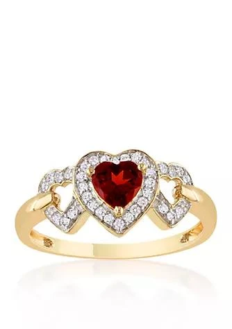 Belk 
Co. 10k Yellow Gold Garnet and Diamond Heart Ring