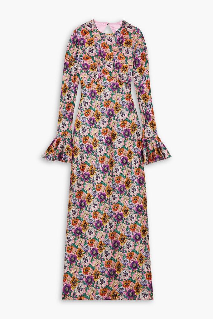 LES RÊVERIES Open-back floral-print satin midi dress