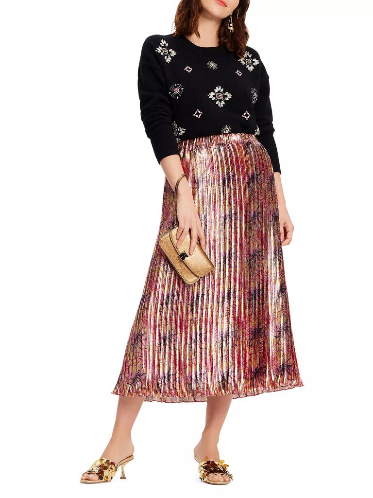kate spade new york Winter Chrysanthemum Pleated Midi-Skirt