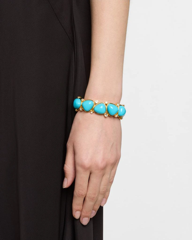 Kenneth Jay Lane Crystal Dots and Rounded Triangle Cabochon Hinged Bracelet 2