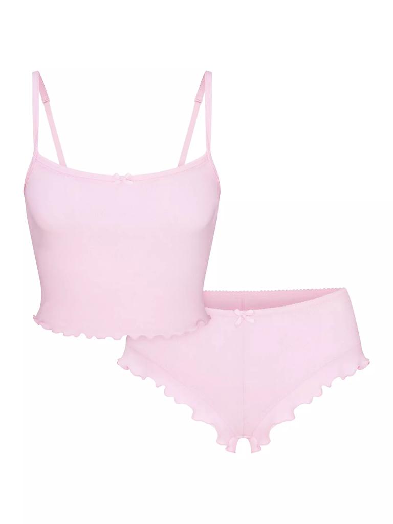 SKIMS Logo Pointelle Cropped Cami Set