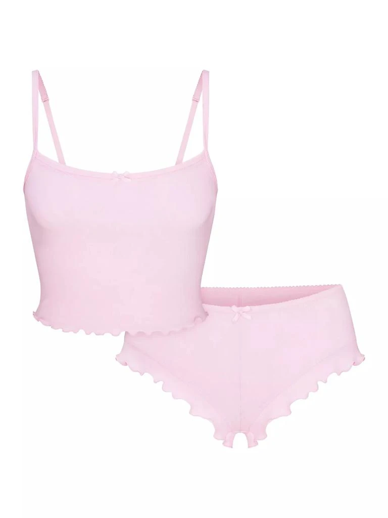 SKIMS Logo Pointelle Cropped Cami Set 1