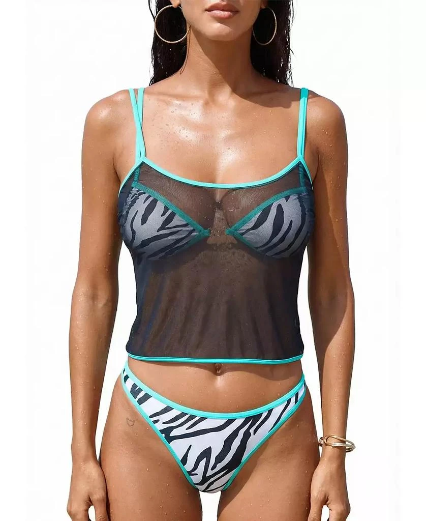 Cupshe Women
s Wild Territory Animal Print 3-Piece Bikini Set