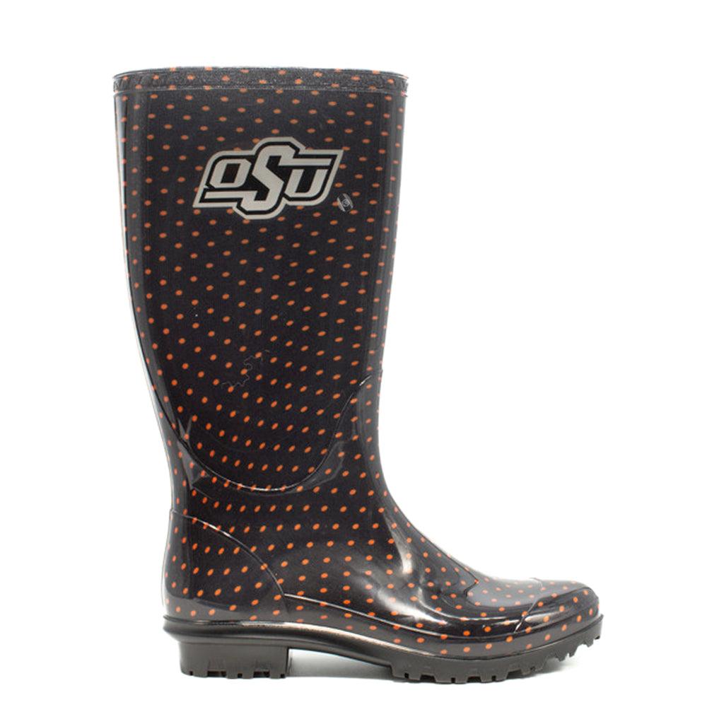 Gameday Boots Oklahoma State University Polka Dot Round Toe Rain Boots