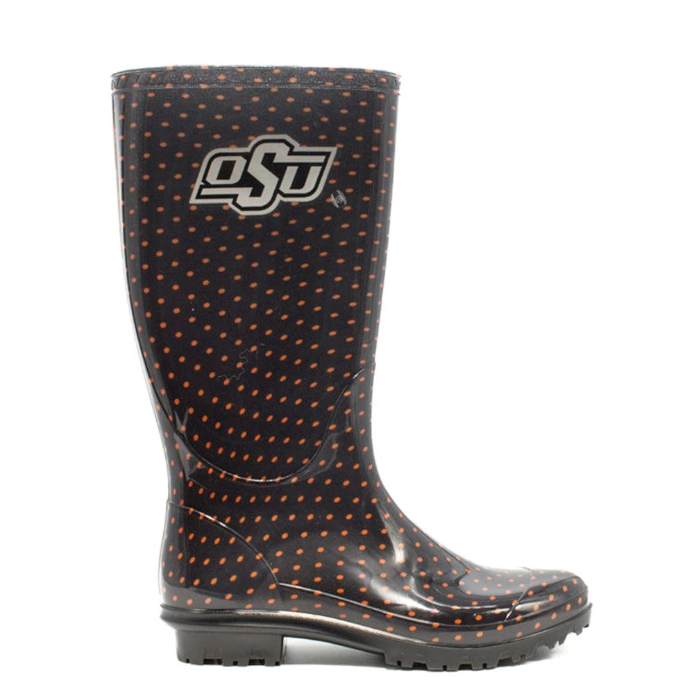 Gameday Boots Oklahoma State University Polka Dot Round Toe Rain Boots 1