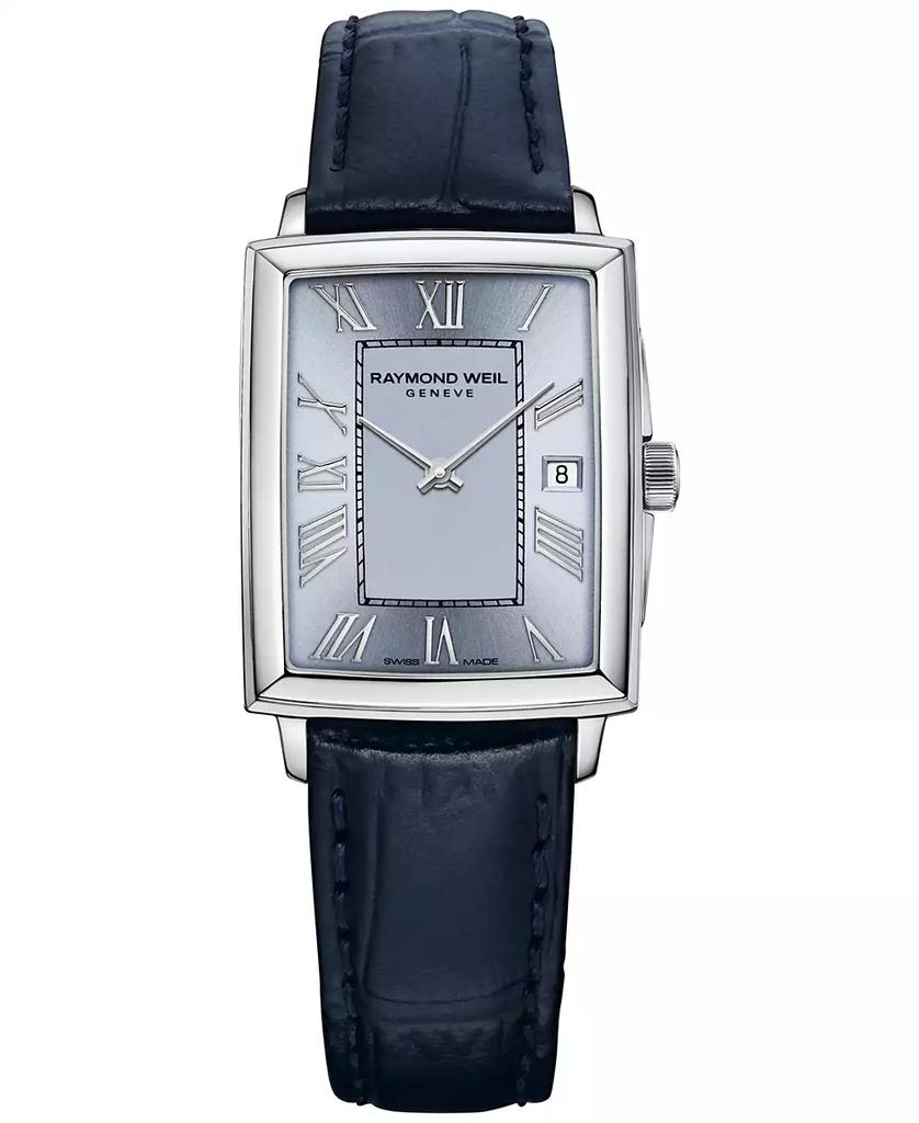 Raymond Weil Women's Swiss Toccata Blue Leather Strap Watch 22.6x28.1mm