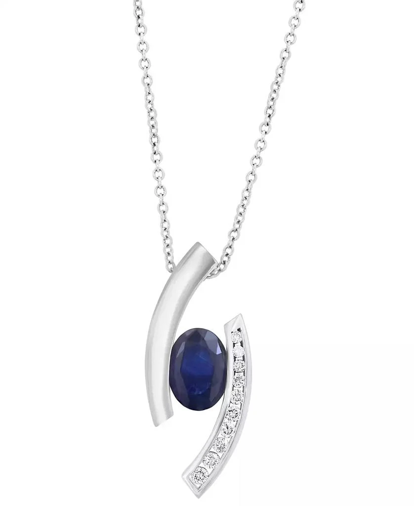 Effy Sapphire (1-3/8 ct. t.w.) 
Diamond (1/8 ct. t.w.) Pendant Necklace in 14k White Gold 2