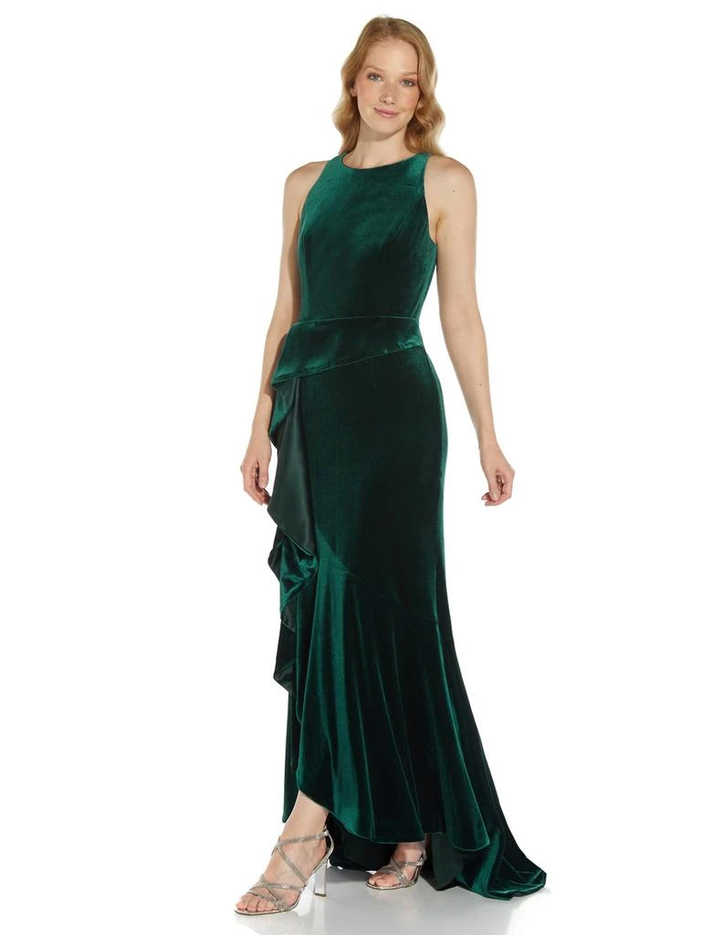 Adrianna Papell Velvet cascade gown 5