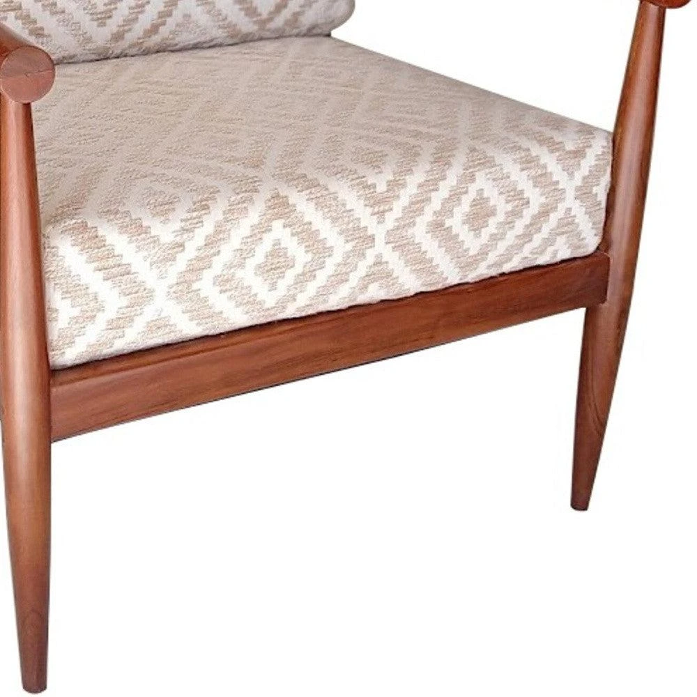 Hivvago 28" Beige And Brown Fabric Geometric Arm Chair 3