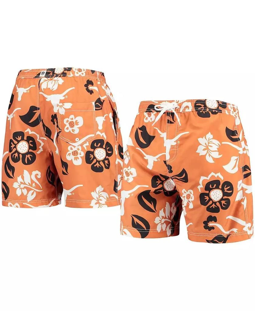 Wes & Willy Men's Texas Orange Texas Longhorns Floral Volley Logo Swim Trunks 1