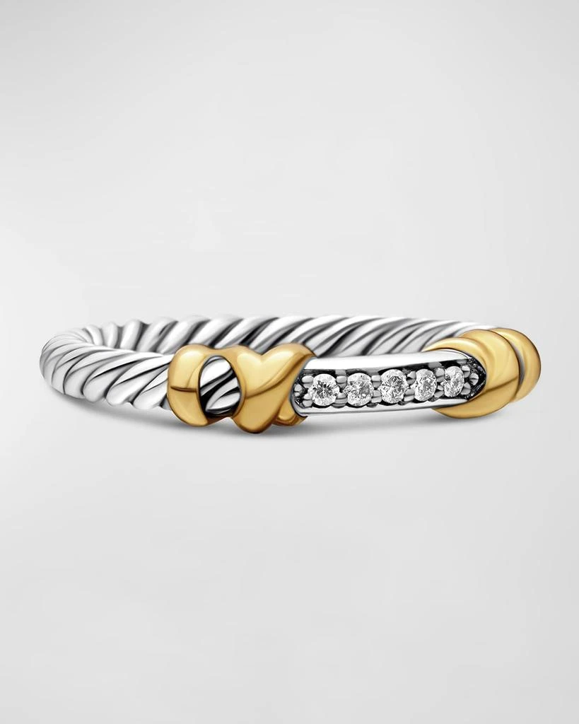 David Yurman Petite Helena Wrap Band Ring with Diamonds and 18K Gold in Silver, 4mm
