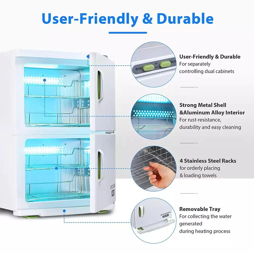 Byootique 46L Hot UV Sterilizer Towel Warmer Cabinet Heated Nail Salon Spa Facial Dual 4 Rack 3