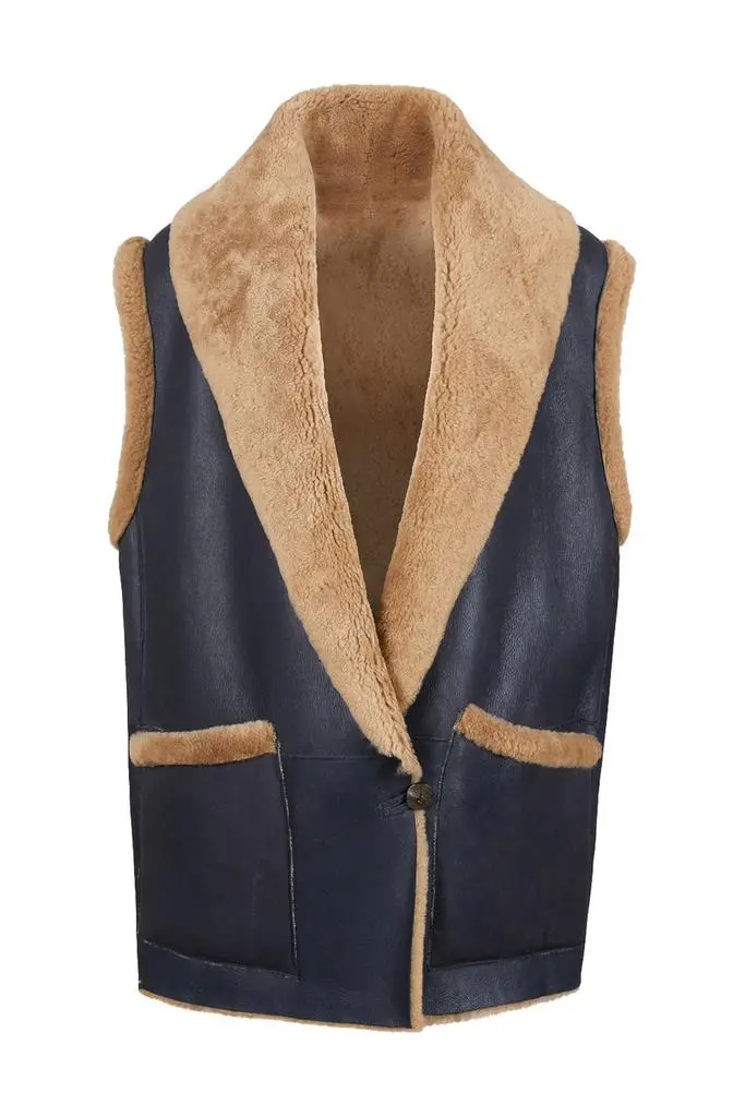 Gushlow & Cole Patch pocket shearling gilet 1
