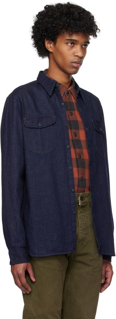 RRL Indigo Cotton-Linen Work Denim Shirt