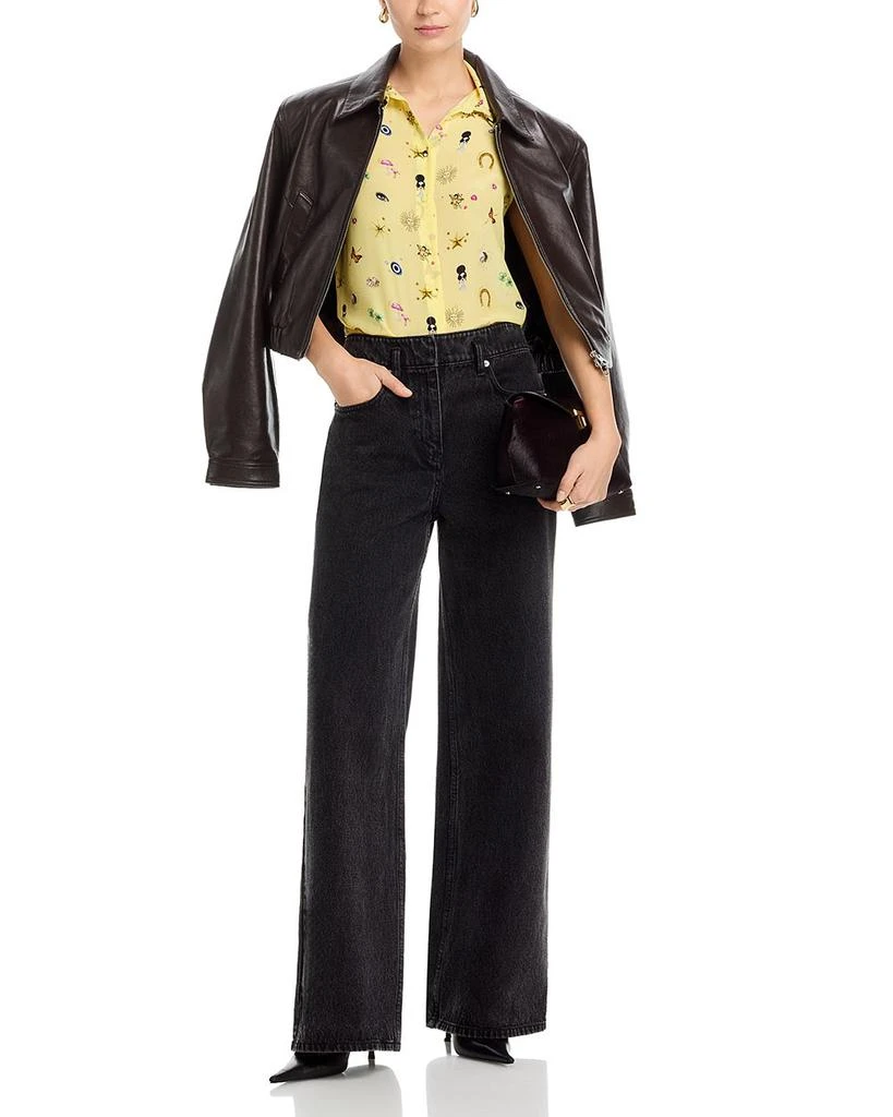 Alice + Olivia Martel Silk Flutter Sleeve Blouse 2