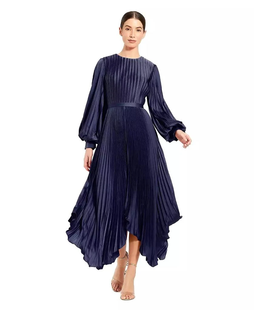 knee length dresses for ladies Ieena for Mac Duggal - White Pleated Charmeuse Strapless Tiered Ruffle Gown main image 1