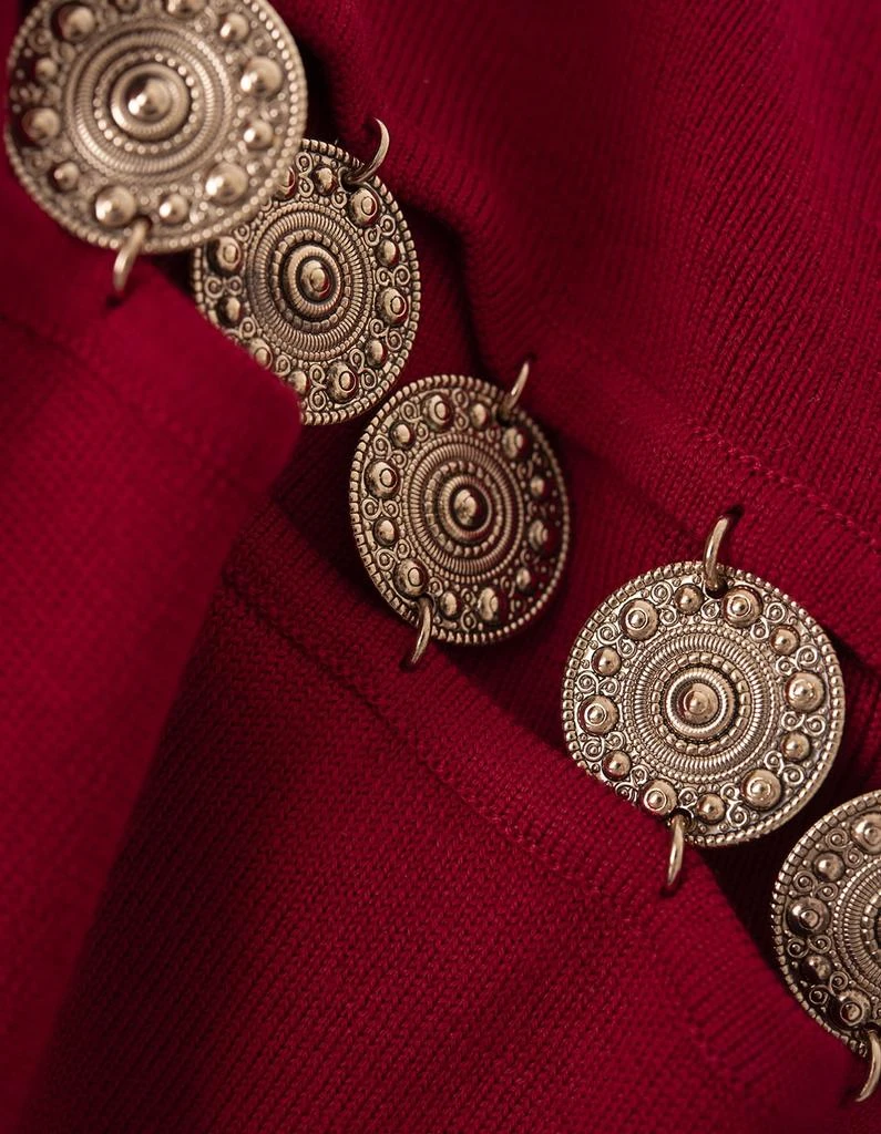 Paco Rabanne Red Knitted Long Dress With Medals 4