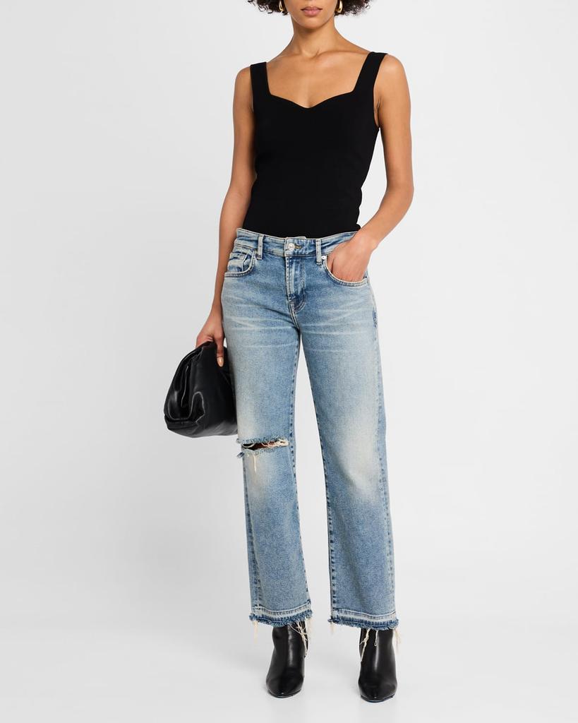 7 For All Mankind Calie Distressed Straight Ankle Jeans