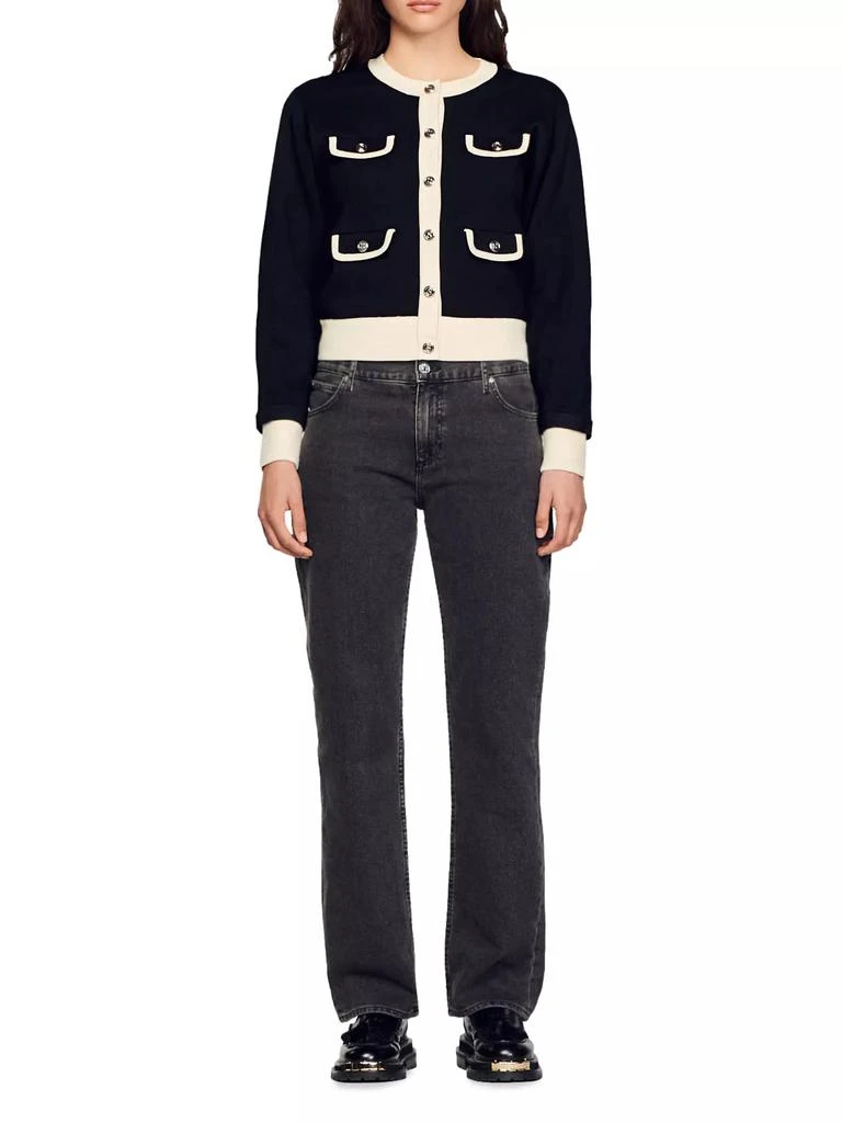 Sandro Two-Tone Cardigan with Buttons 10