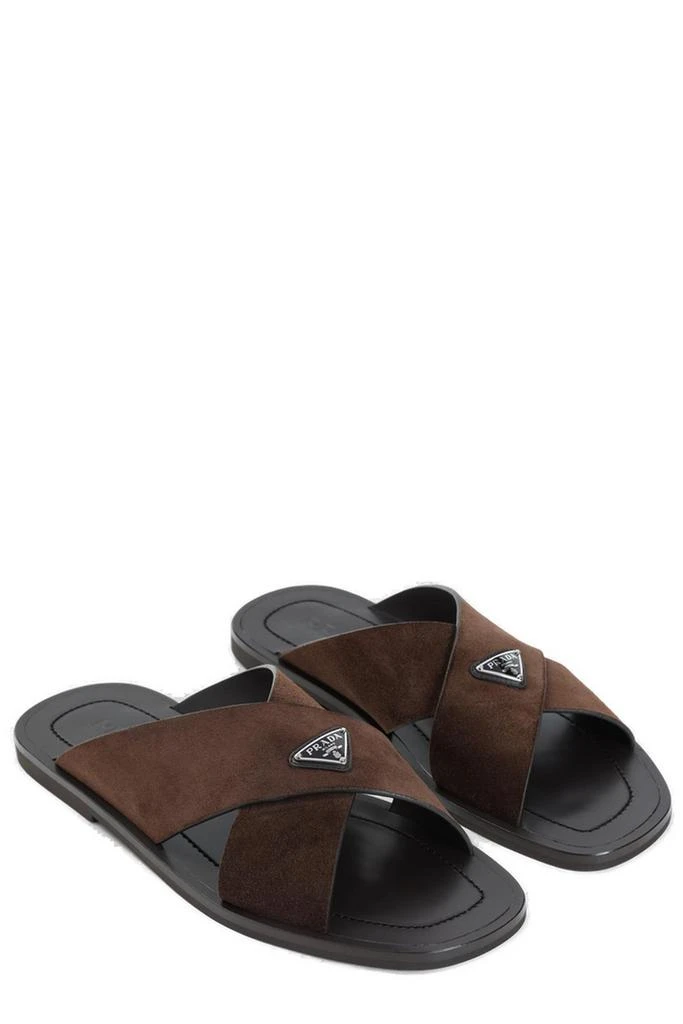 Prada Prada Triangle-Logo Criss-Cross Slides 3