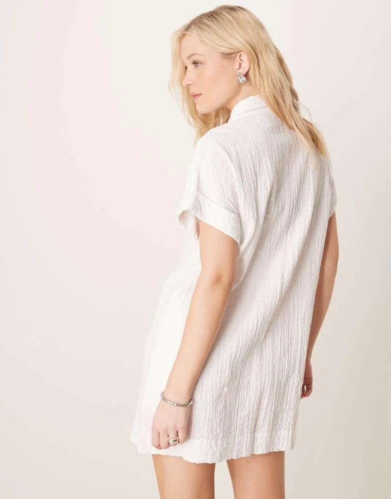 Abercrombie & Fitch Abercrombie & Fitch textured mini shirt dress in white 3