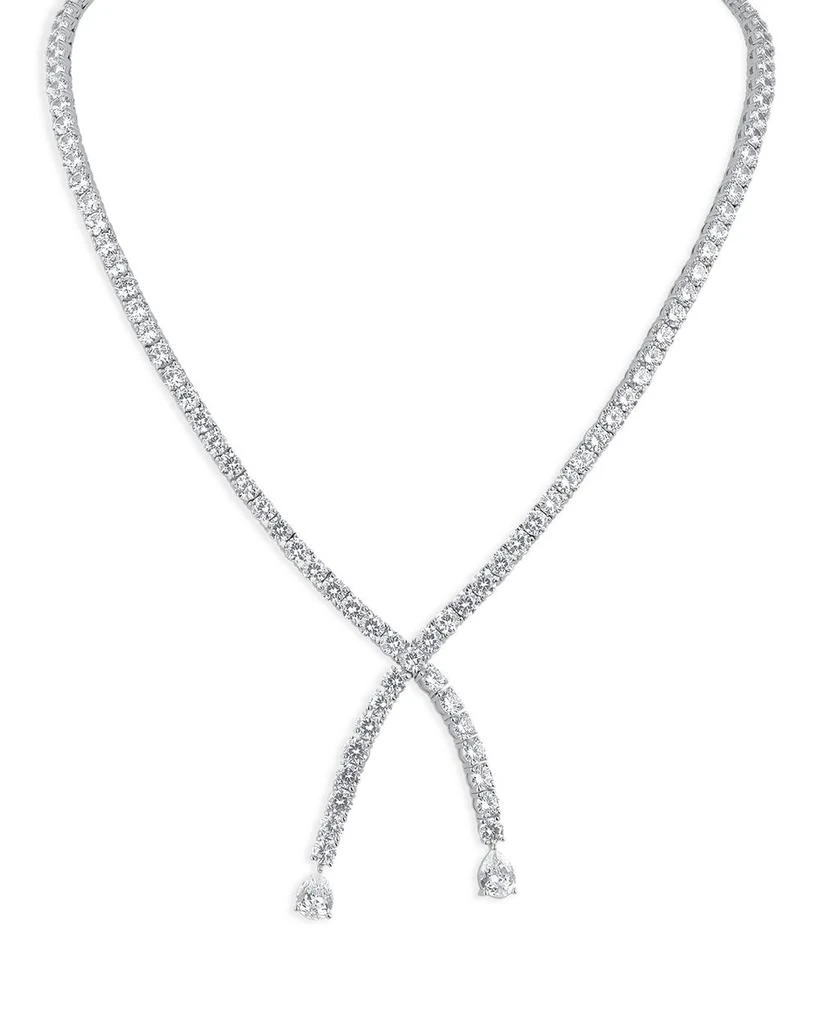 Kenneth Jay Lane Cubic Zirconia Crossover Necklace, 16" 1