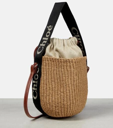 Chloé Woody Mini leather-trimmed bucket bag 4