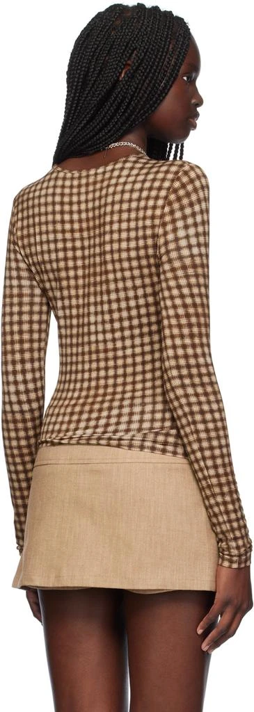 Miaou Brown Plaid Long Sleeve T-Shirt 3
