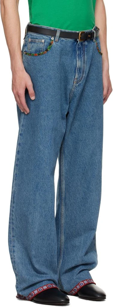 Valentino Blue Printed Border Jeans 2