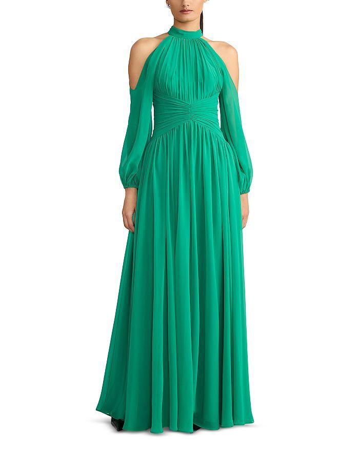 Zac Posen Wicked x Zac Posen Cold Shoulder Chiffon Gown