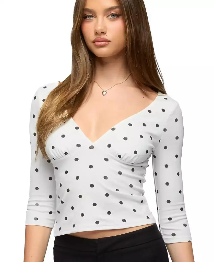 Edikted Women's Katey V Neck Polka Dot Top new arrivals
