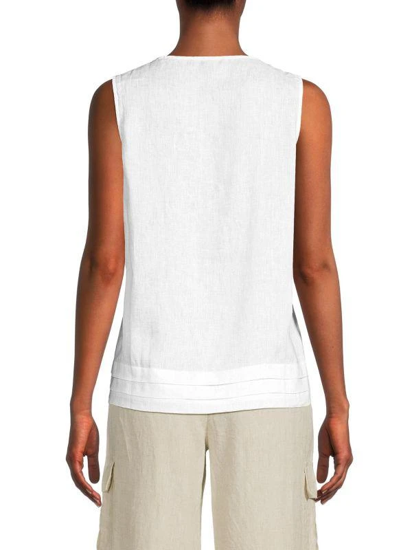 Saks Fifth Avenue Sleeveless 100% Linen Top 2