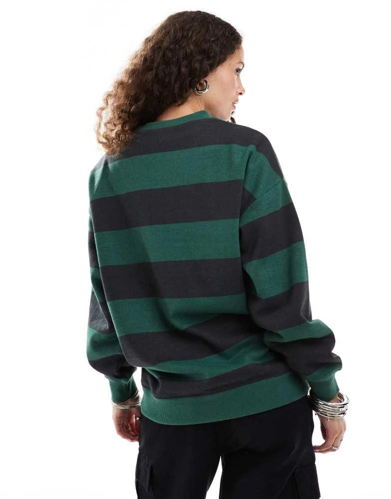 Daisy Street Daisy Street relaxed sweatshirt in green and navy stripe 4