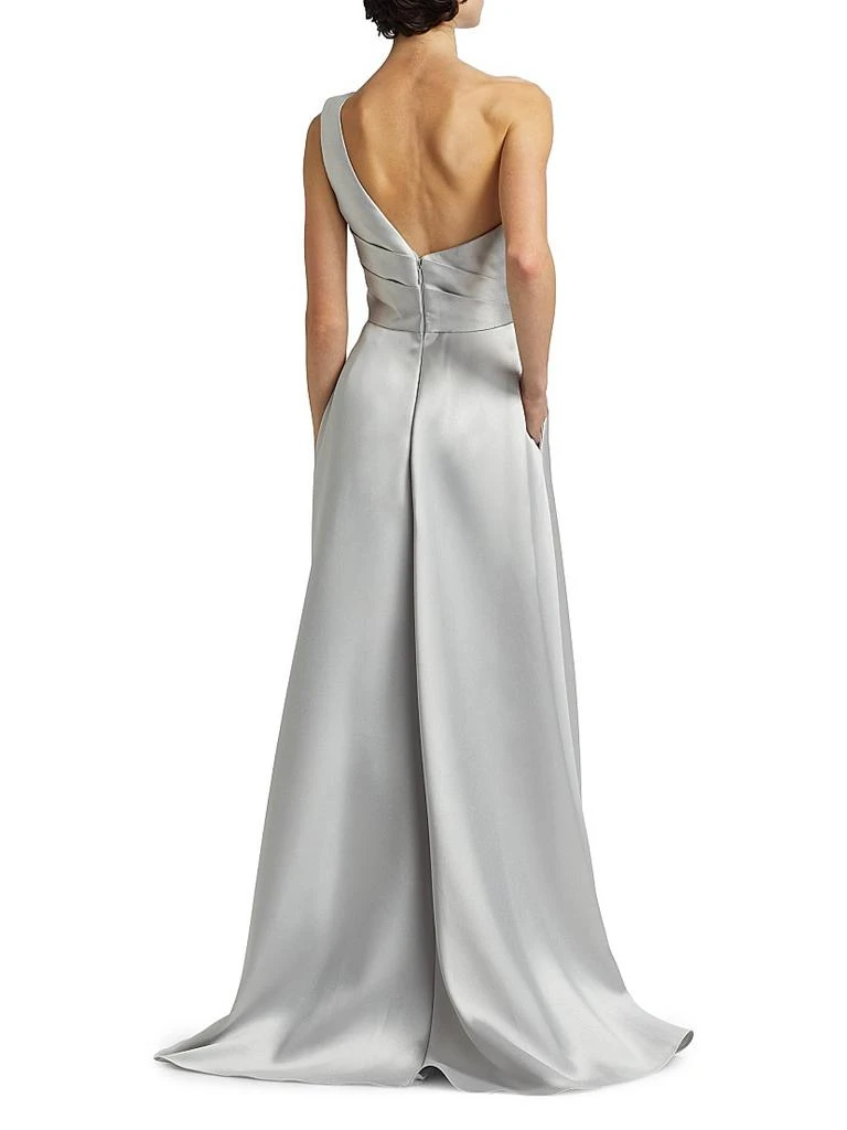 princess polly baby blue dress Amsale Gathered One-Shoulder Satin Gown in Fuchsia main image 0