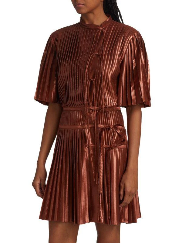 Altuzarra Tosha Pleated Metallic Mini Dress 3