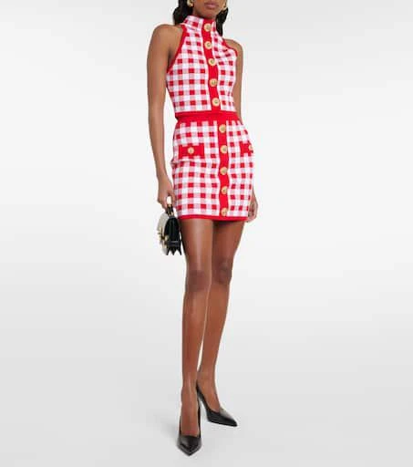 Balmain Gingham knit miniskirt 2