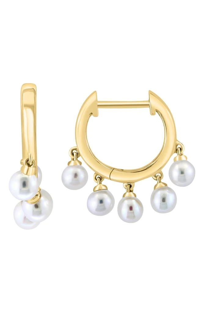 Effy 14K Yellow Gold 3mm Freshwater Pearl Charm Huggie Hoop Earrings