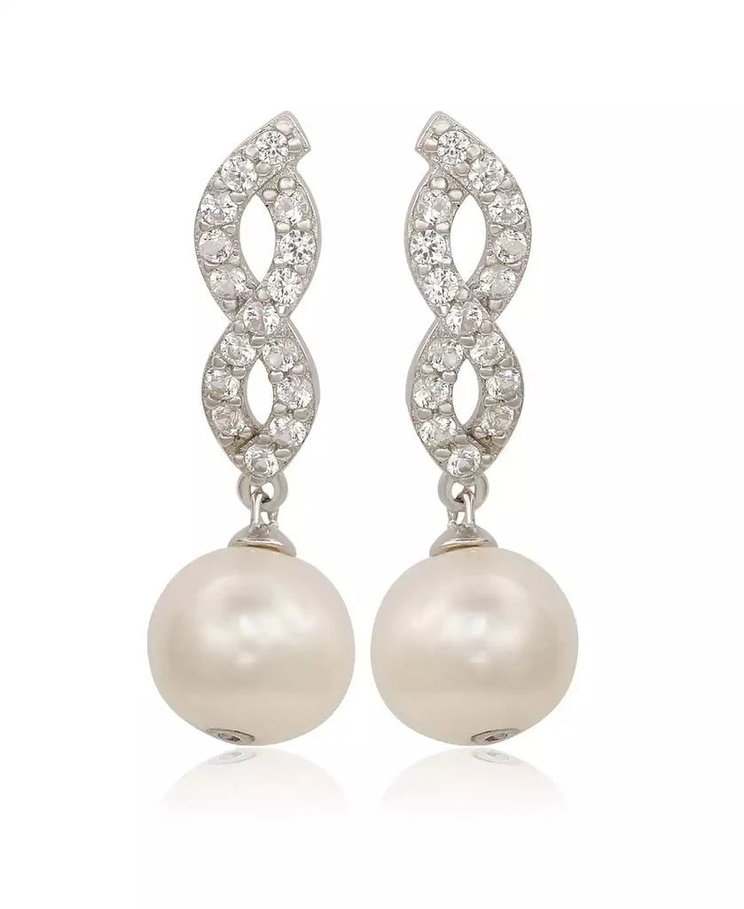 Suzy Levian New York Suzy Levian Sterling Silver Pearl
White Sapphire Dangle Earrings