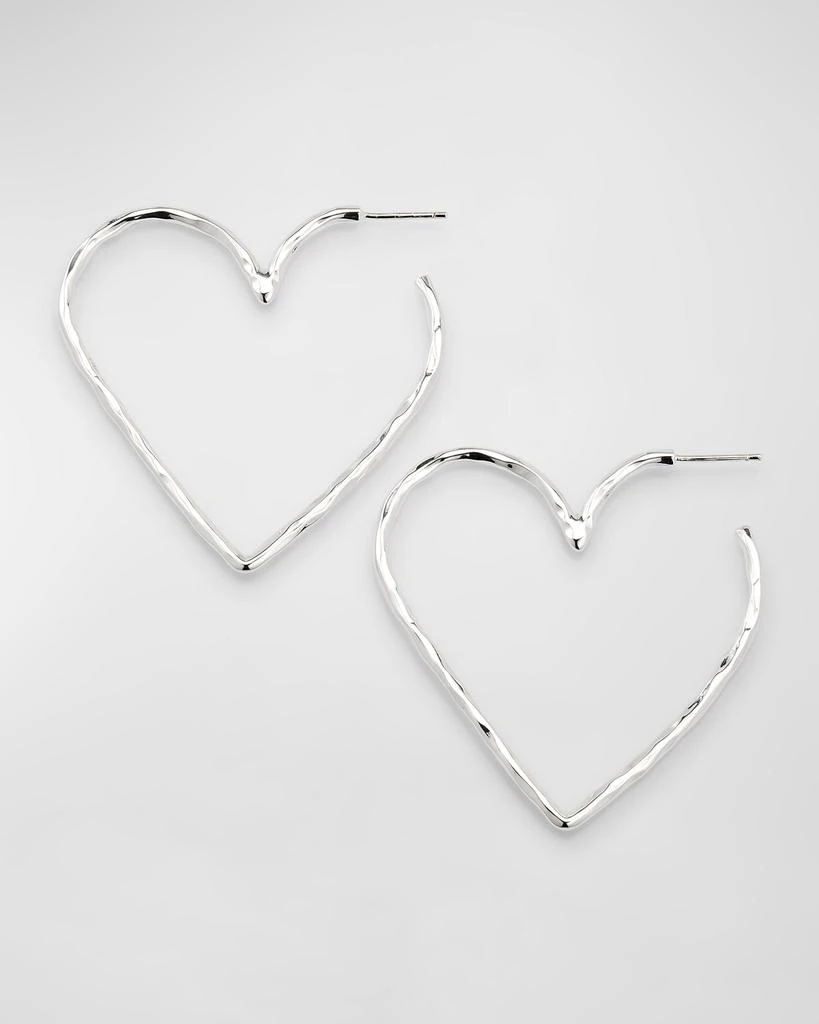 NEST Jewelry Silver Heart Hammered Skinny Hoop Earrings 1