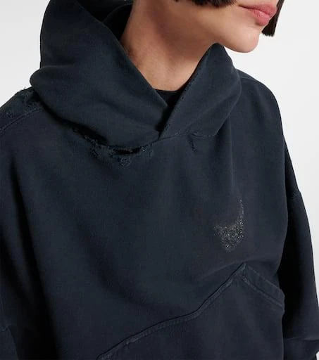 Balenciaga Logo distressed cotton-blend hoodie 4