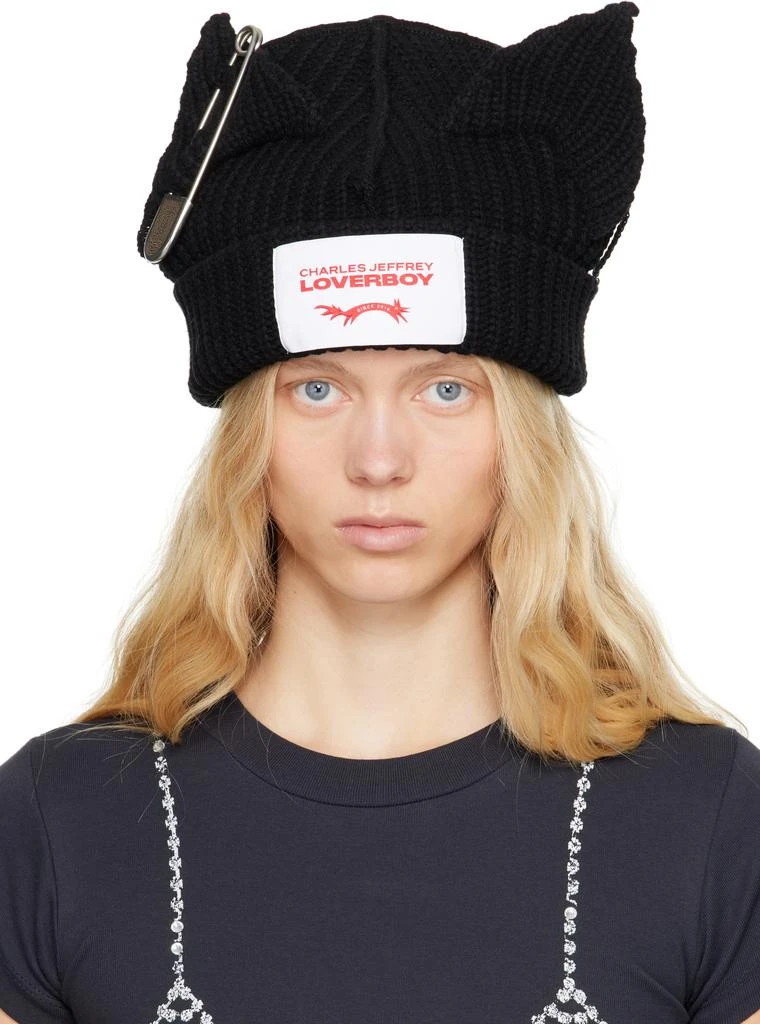 Charles Jeffrey Loverboy Black Chunky Punk Ears Beanie 1