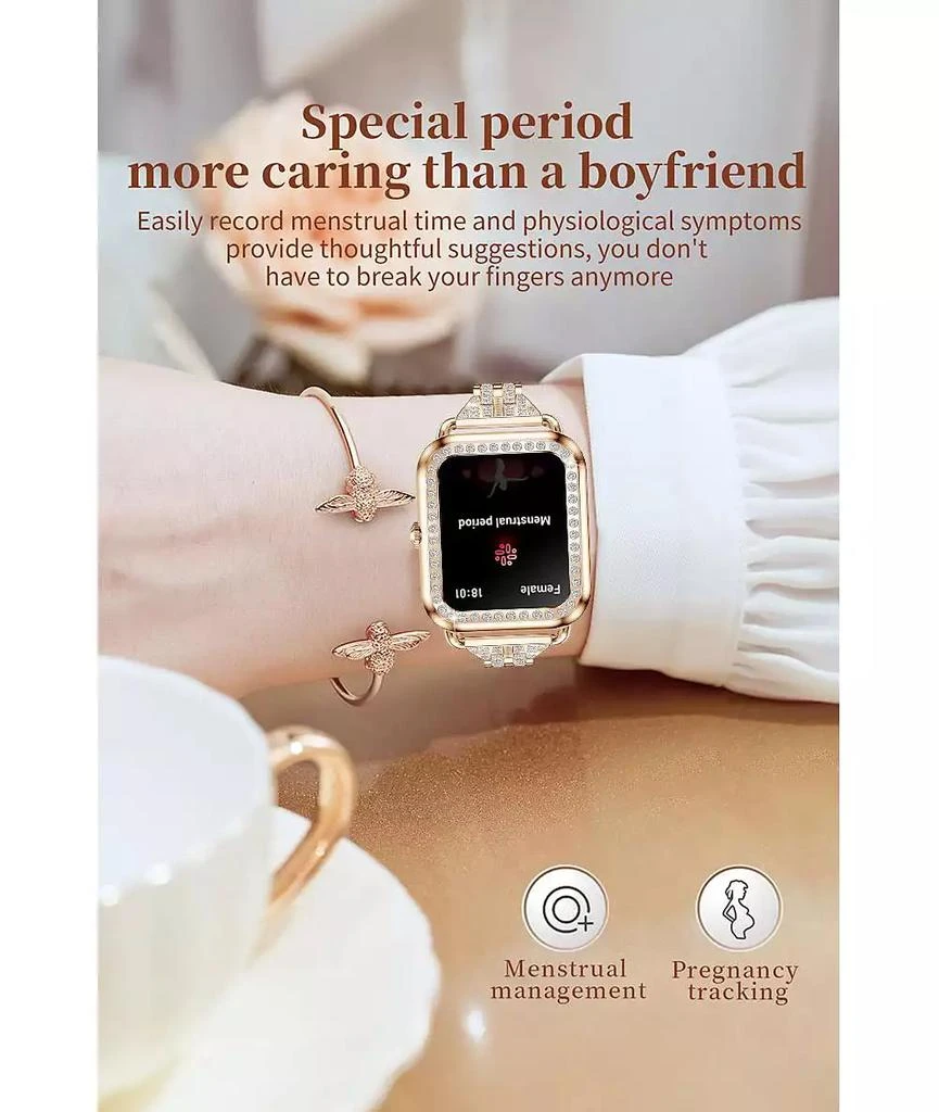 RUXING Smart Watch Bluetooth Call Heart Rate Monitor IP67 Waterproof Fitness Tracker for Men Women -Gold 9