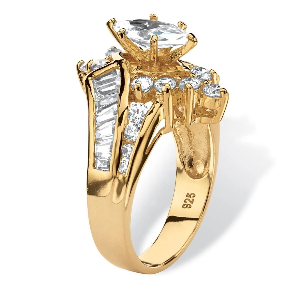 Palm Beach Jewelry 3.20 TCW Marquise-Cut Cubic Zirconia Ring in Gold-Plated Sterling Silver 2