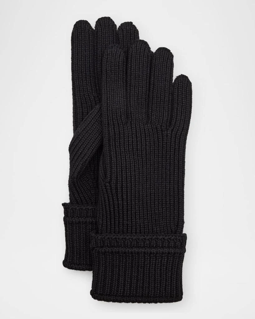 Burberry Men
s Embroidered Logo Patch Wool-Blend Knit Gloves